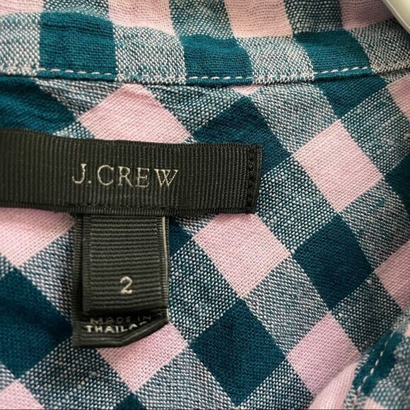 J. Crew Pink Teal Popover Plaid - Picture 6 of 11